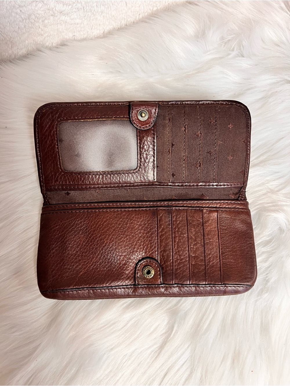 Fossil Brown Leather Zip Wallet - Picture 3 of 5